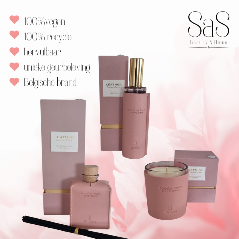 Porcelain peony pink leather feel roomspray 100ml Exclujess