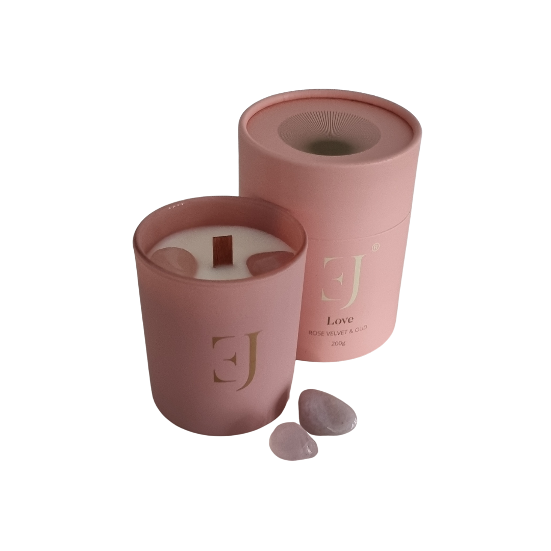 Crystal candle Love Rosequartz Exclujess