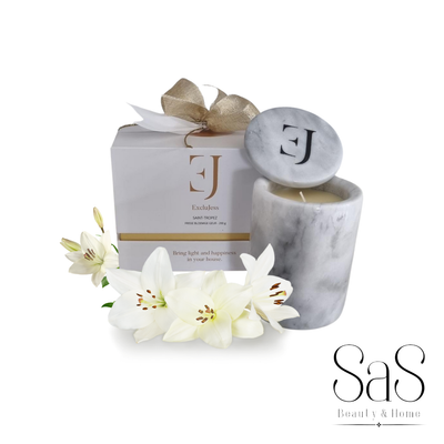Witte marmeren luxe geurkaars Exclujess