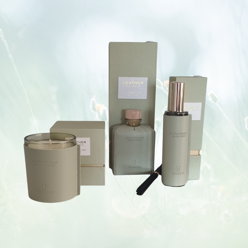 Premium leder geurkaars Cactus Blossom Exclujess