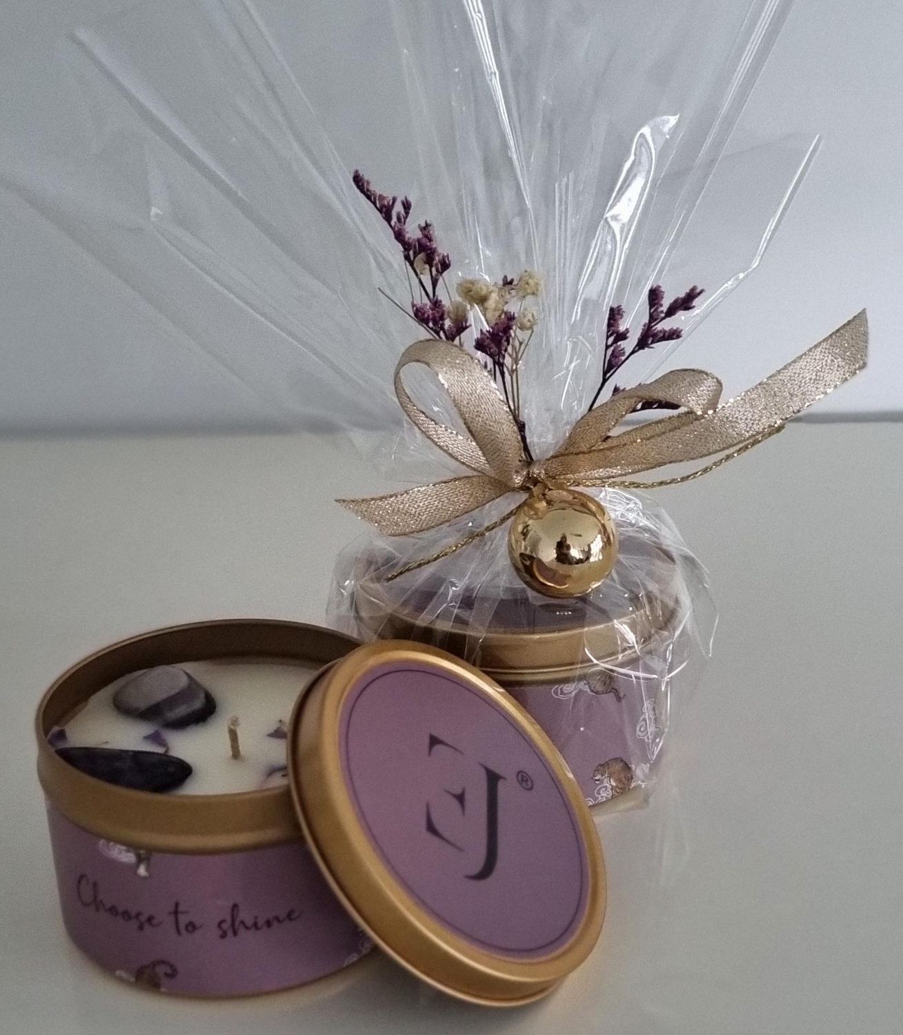 Kerst - Quote kaars in gouden blik – Choose to shine