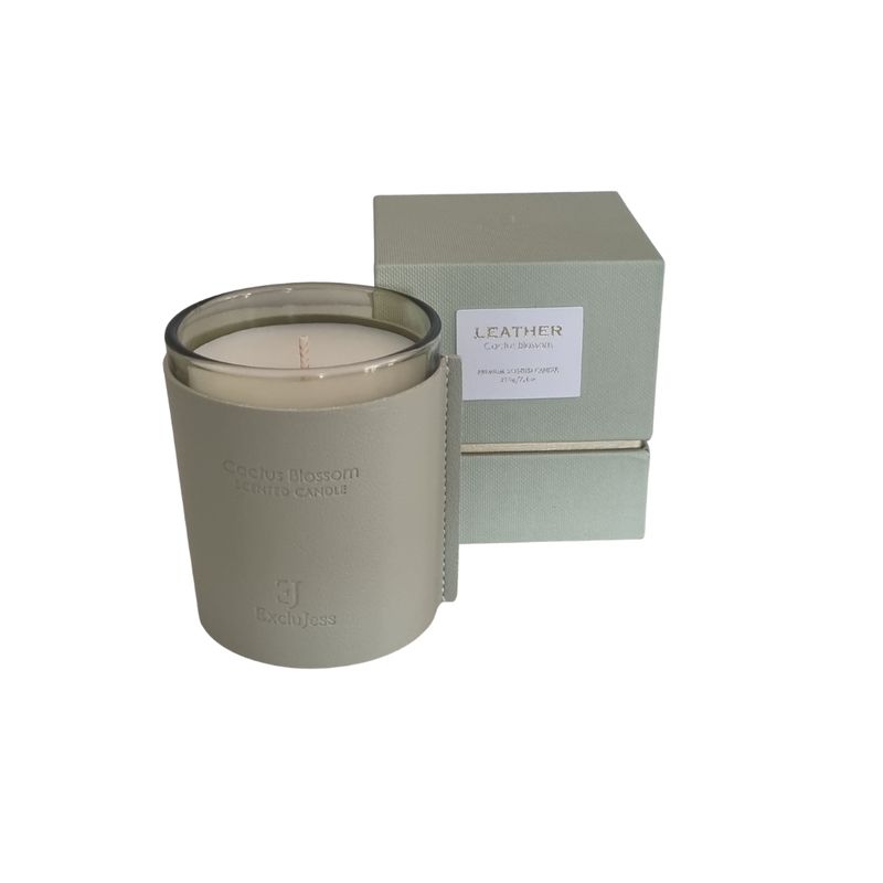 Premium leder geurkaars Cactus Blossom Exclujess