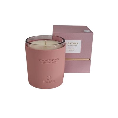 Pink leather porcelain peony candle 210gr Exclujess