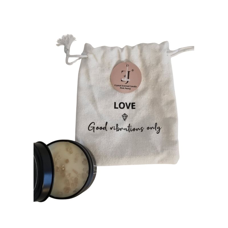 Quote kaars in blik – Good vibrations only (klein formaat) Exclujess