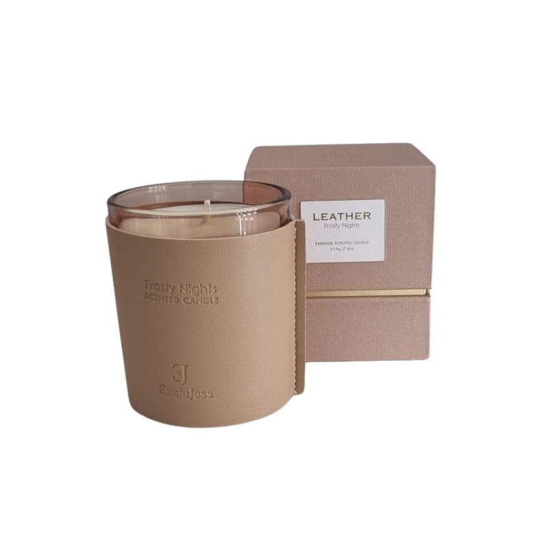 Premium leder feel geurkaars – Frosty nights Exclujess