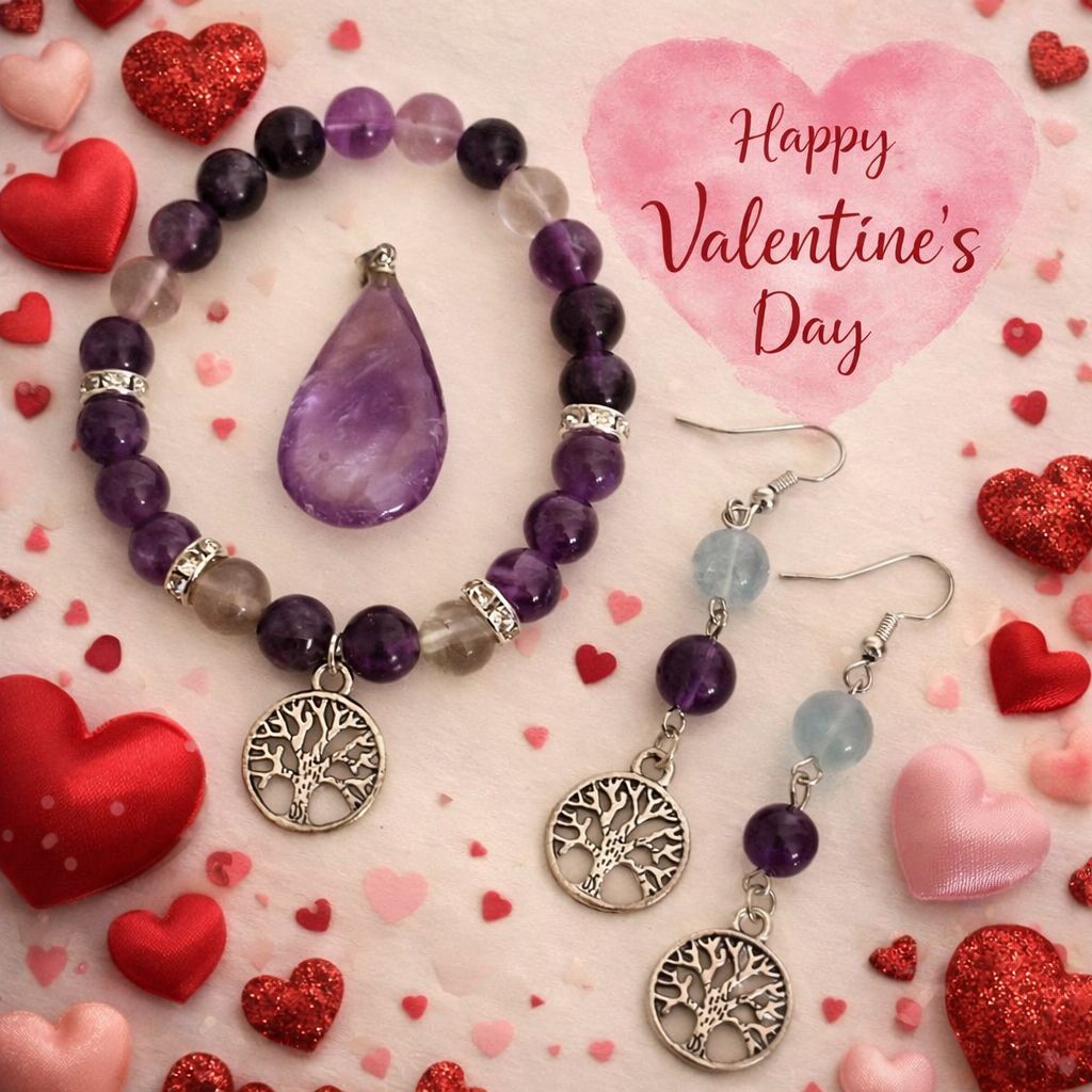 Valentijns Sieradenset Amethist &amp; fluoriet