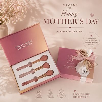 Moederdag Mother’s Day Gift – Rose Quartz Brush Set