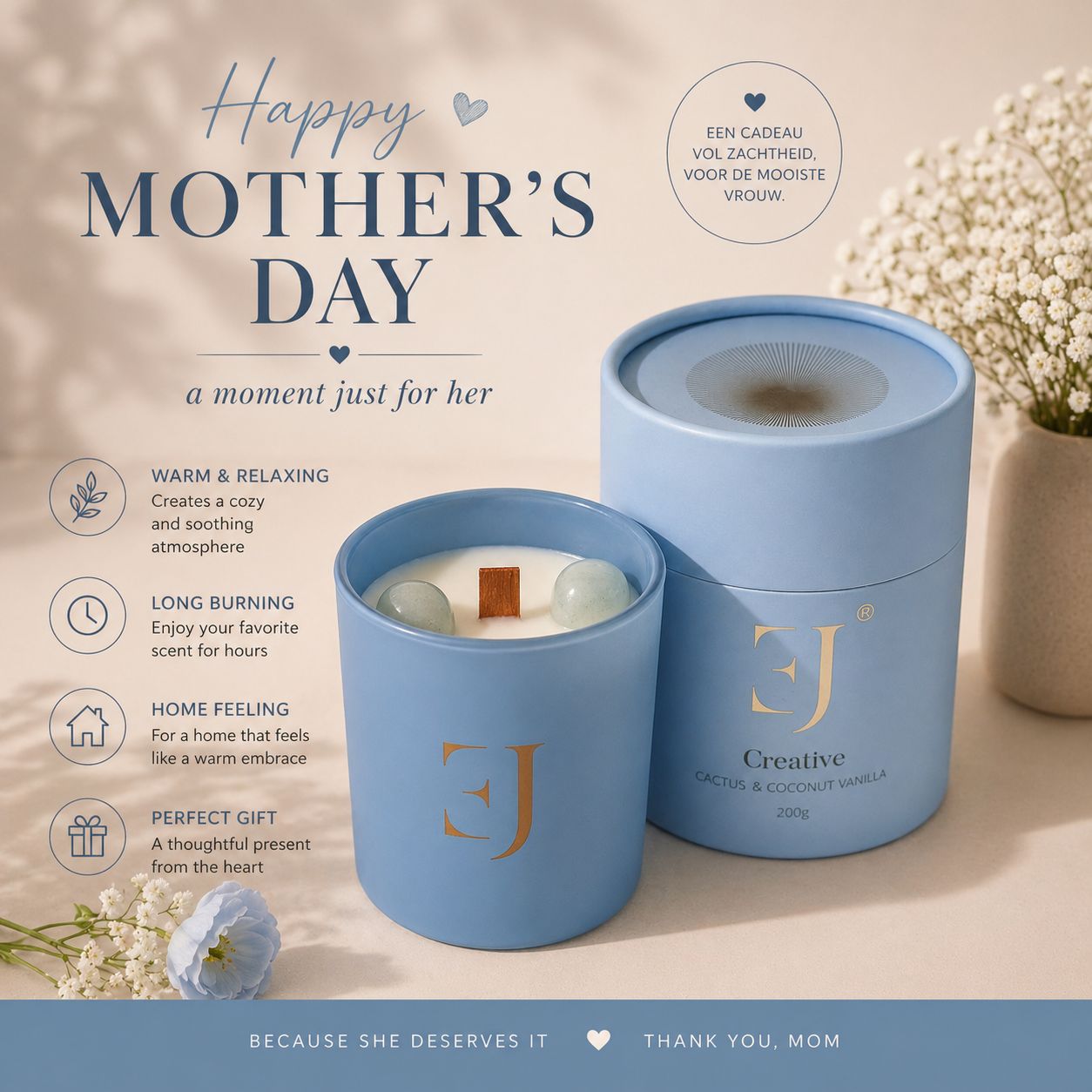 Moederdag Kristalkaars Opaal