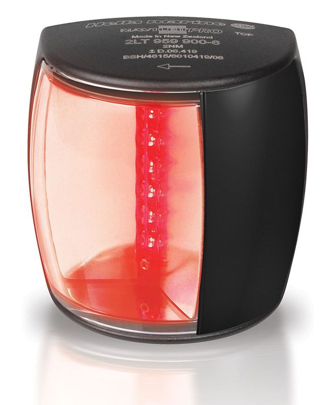 Bakboord Navigatielamp - Hella Marine NaviLED PRO (EU) - Zwarte Behuizing- Ultra Heavy Duty Lens