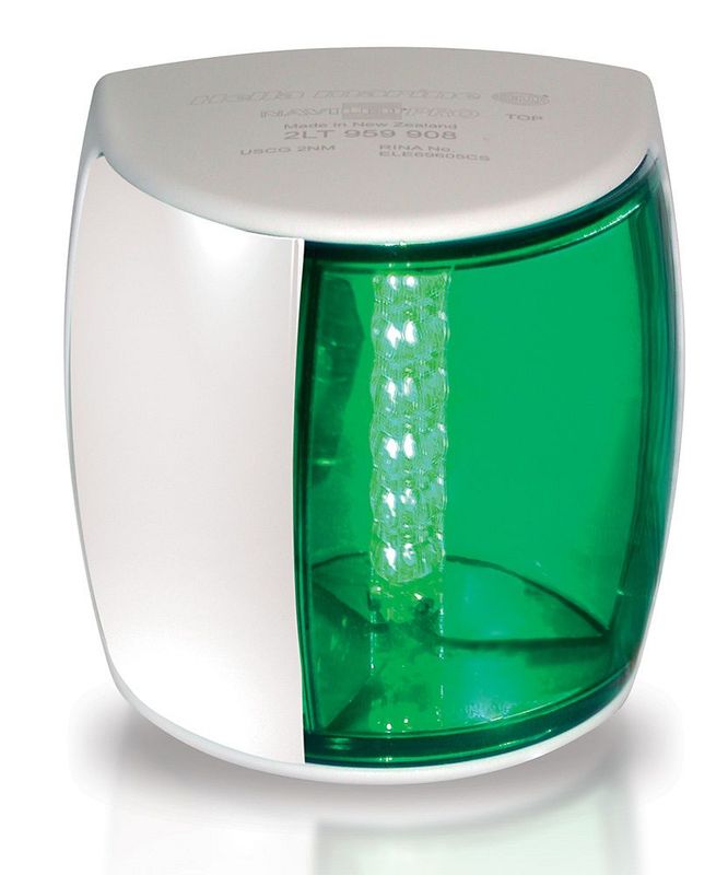 Stuurboord Navigatielamp - Hella Marine NaviLED PRO (EU) - Witte Behuizing- Groene Lens