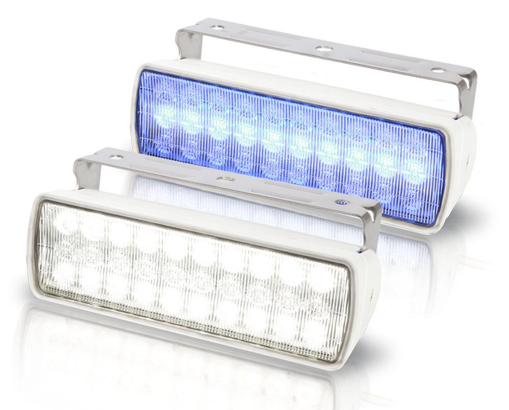 Werklamp - Hella Marine Sea Hawk XL LED - Wit/Blauw Licht - Witte Behuizing
