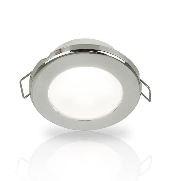 Ronde Inbouwspot Diameter 75 mm - Hella Marine EuroLED 24 Volt - Wit Licht - RVS Behuizing - Veerclipmontage