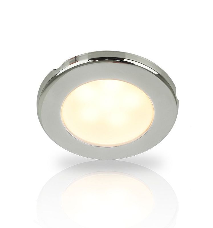 Ronde Inbouwspot Diameter 75 mm - Hella Marine EuroLED 12 Volt - Warm Wit Licht - RVS Behuizing - Schroefmontage