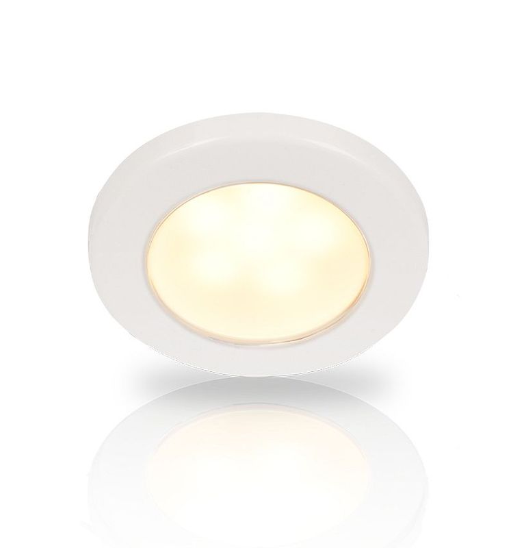Ronde Inbouwspot Diameter 75 mm - Hella Marine EuroLED 12 Volt - Warm Wit Licht - Witte Kunststof Behuizing - Schroefmontage