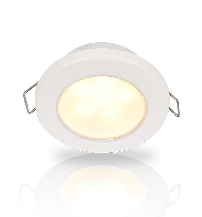 Ronde Inbouwspot Diameter 75 mm - Hella Marine EuroLED 24 Volt - Warm Wit Licht - Witte Kunststof Behuizing - Veerclipmontage