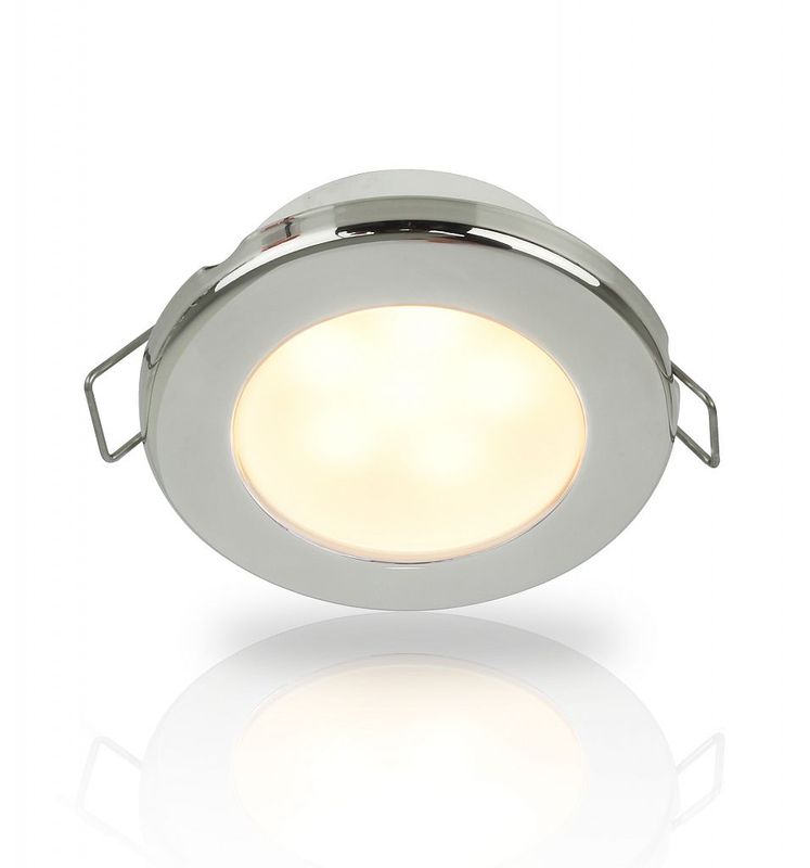 Ronde Inbouwspot Diameter 75 mm - Hella Marine EuroLED 24 Volt - Warm Wit Licht - RVS Behuizing - Veerclipmontage