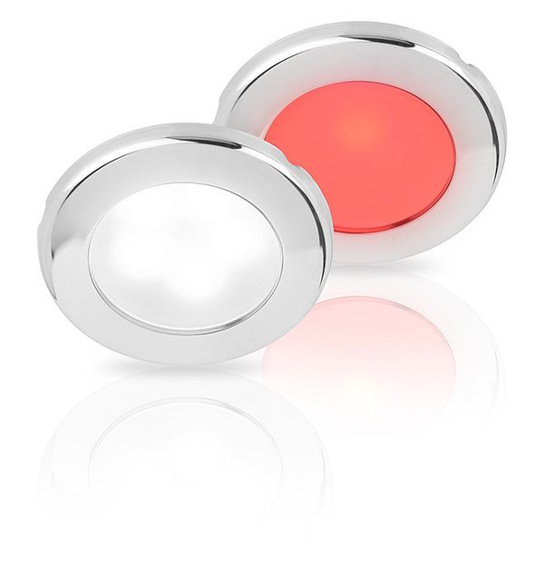 Ronde Inbouwspot Diameter 75 mm - Hella Marine EuroLED 12 Volt - Wit Rood Licht - RVS Behuizing - Schroefmontage