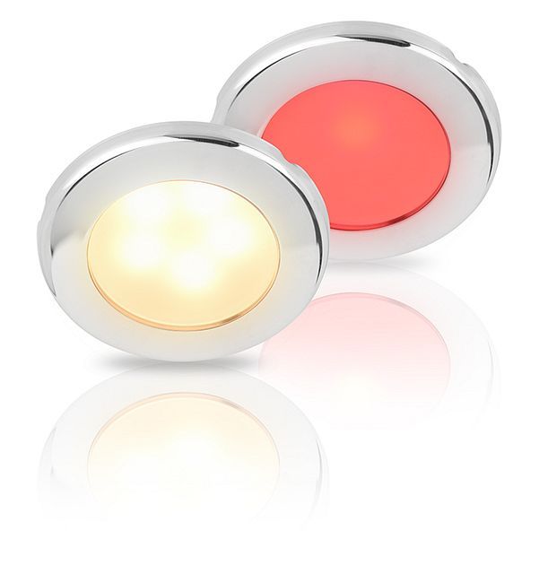 Ronde Inbouwspot Diameter 75 mm - Hella Marine EuroLED 12 Volt - Warm Wit Rood Licht - RVS Behuizing - Schroefmontage