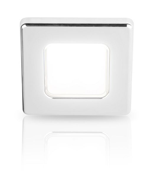 Vierkante Inbouwspot Diameter 75 mm - Hella Marine EuroLED 24 Volt - Wit Licht - Chrome Kunststof Behuizing - Schroefmontage Vierkante Inbouwspot Diameter 75 mm - Hella Marine EuroLED 24 Volt - Wit Licht - Chrome Kunststof Behuizing - Schroefmontage