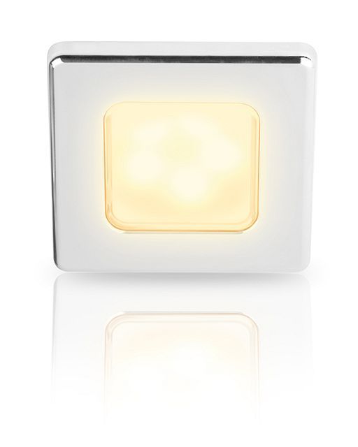 Vierkante Inbouwspot Diameter 75 mm - Hella Marine EuroLED 12 Volt - Warm Wit Licht - Chrome Kunststof Behuizing - Schroefmontage