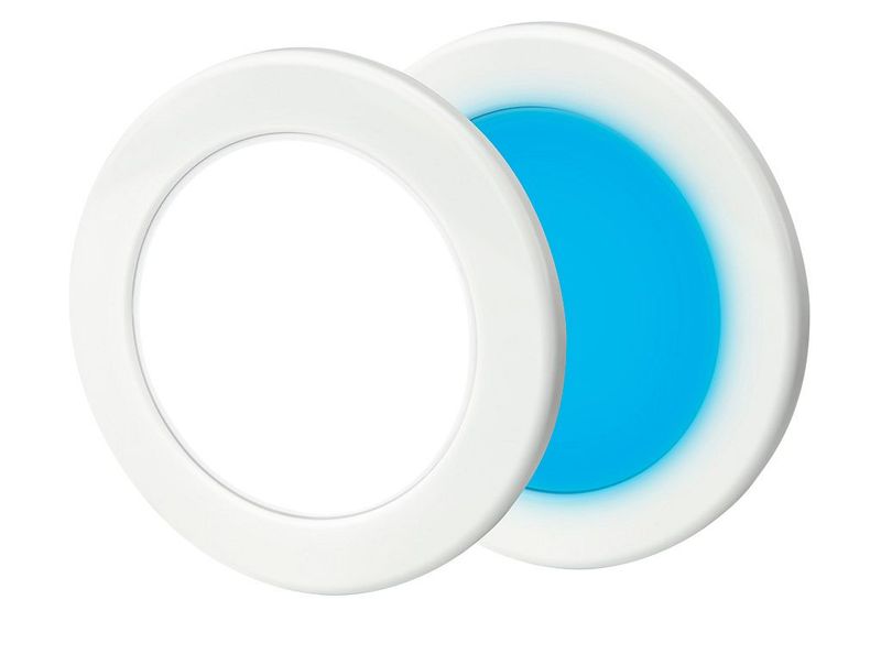 Ronde Inbouwspot Diameter 95 mm - Hella Marine EuroLED 9-33 Volt - Wit Blauw Licht - Witte Kunststof Behuizing - Schroefmontage