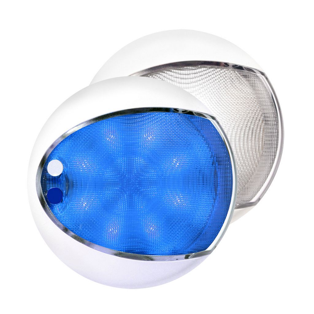 Ronde Wandlamp - Hella Marine EuroLED 130 Touch - Witte Behuizing - Wit Blauw Licht