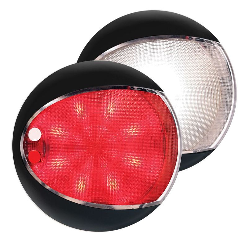 Ronde Wandlamp - Hella Marine EuroLED 130 Touch - Zwarte Behuizing - Wit Rood Licht