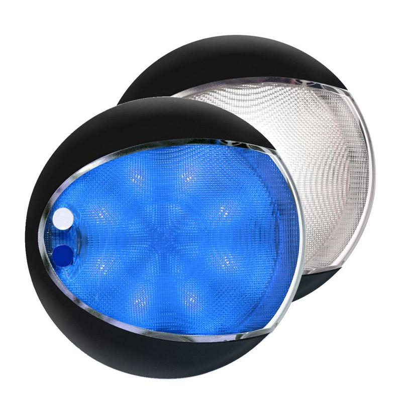 Ronde Wandlamp - Hella Marine EuroLED 130 Touch - Zwarte Behuizing - Wit Blauw Licht