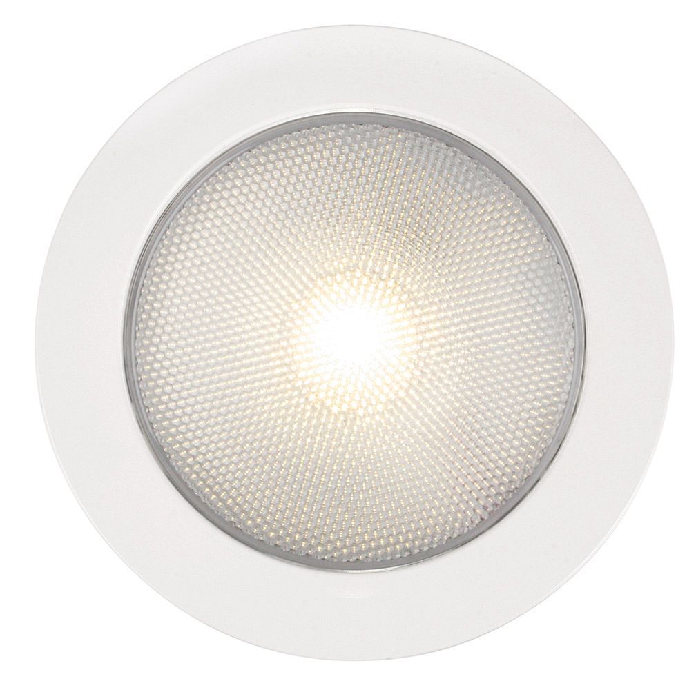 Ronde Inbouwspot Diameter 150 mm - Hella Marine EuroLED 9-33 Volt - Warm Wit Licht - Witte Kunststof Behuizing