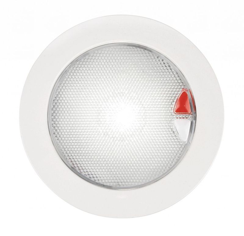Ronde Inbouwspot Diameter 150 mm - Hella Marine Touch EuroLED 9-33 Volt - Wit Rood Licht - Witte Kunststof Behuizing