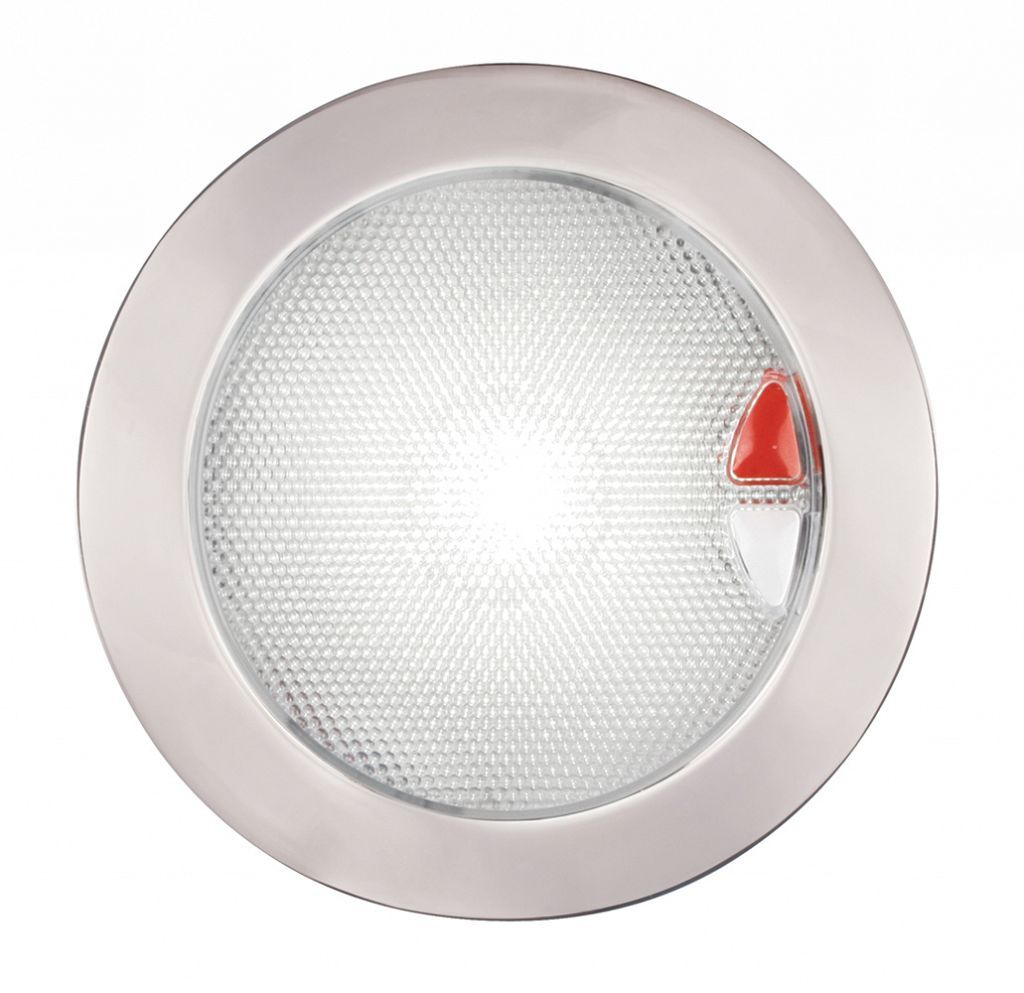 Ronde Inbouwspot Diameter 150 mm - Hella Marine Touch EuroLED 9-33 Volt - Wit Rood Licht - RVS Behuizing