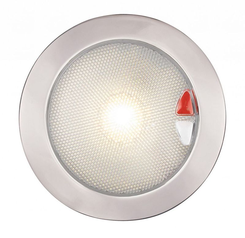 Ronde Inbouwspot Diameter 150 mm - Hella Marine Touch EuroLED 9-33 Volt - Warm Wit Rood Licht - RVS Behuizing