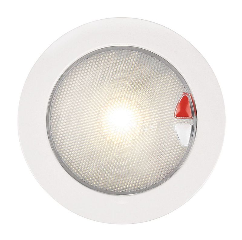 Ronde Inbouwspot Diameter 150 mm - Hella Marine Touch EuroLED 9-33 Volt - Warm Wit Rood Licht - Witte Kunststof Behuizing