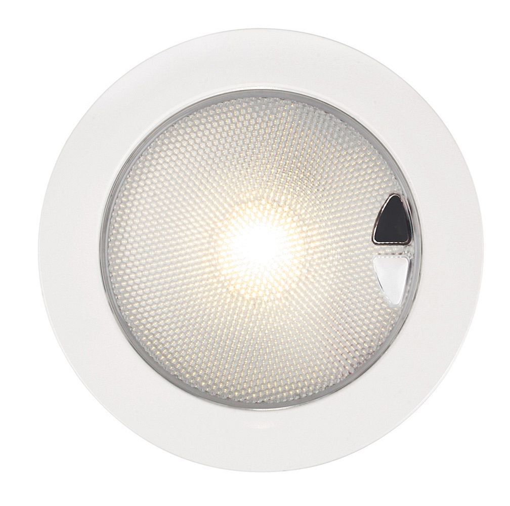 Ronde Inbouwspot Diameter 150 mm - Hella Marine Touch EuroLED 9-33 Volt - Warm Wit Licht - Witte Kunststof Behuizing