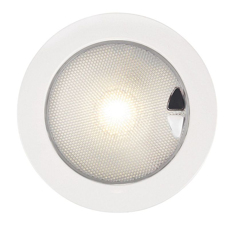 Ronde Inbouwspot Diameter 150 mm - Hella Marine Touch EuroLED 9-33 Volt - Warm Wit Licht - Witte Kunststof Behuizing