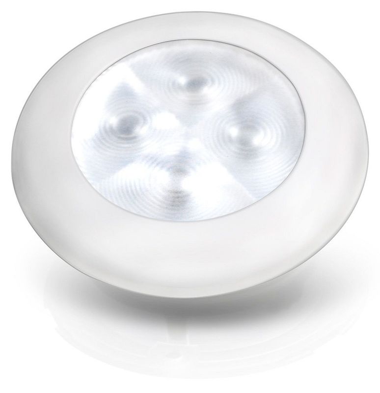 Hella Marine Round Courtesy lamp 24V DC - White Light - White plastic rim