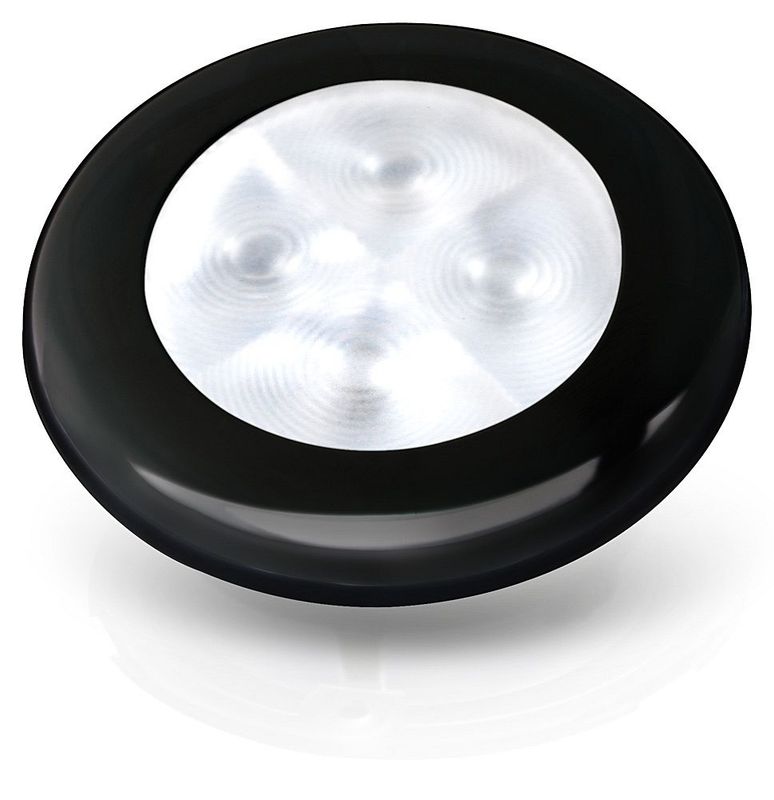 Hella Marine Round Courtesy lamp 12V DC - White Light - Black plastic rim