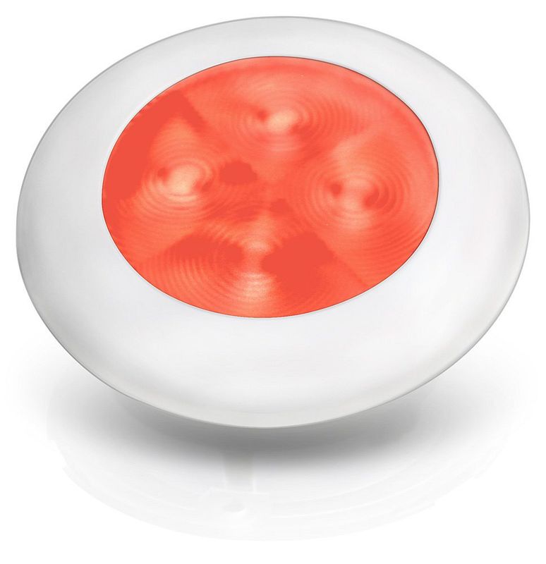 Ronde Sfeerlamp - Hella Marine - 24 Volt - Rood Licht - Witte Kunststof Behuizing Ronde Sfeerlamp - Hella Marine - 24 Volt - Rood Licht - Witte Kunststof Behuizing