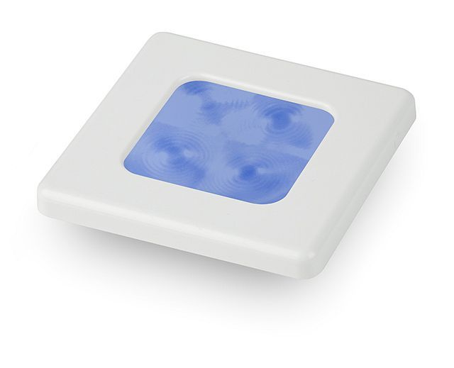 Vierkante Sfeerlamp - Hella Marine - 24 Volt - Blauw Licht - Witte Kunststof Behuizing