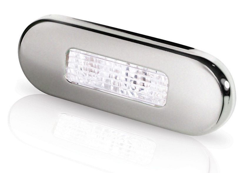 Compacte Sfeerlamp Inbouw - Hella Marine - Wit Licht - RVS Satijn Rand Compacte Sfeerlamp Inbouw - Hella Marine - Wit Licht - RVS Satijn Rand