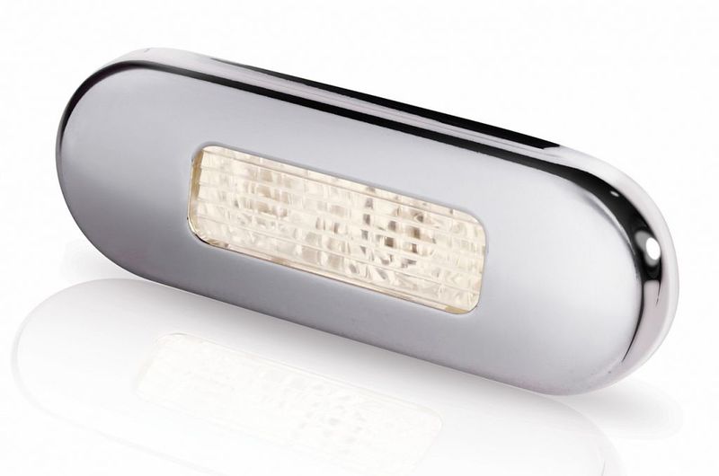 Compacte Sfeerlamp Inbouw - Hella Marine - Warm Wit Licht - RVS Satijn Rand