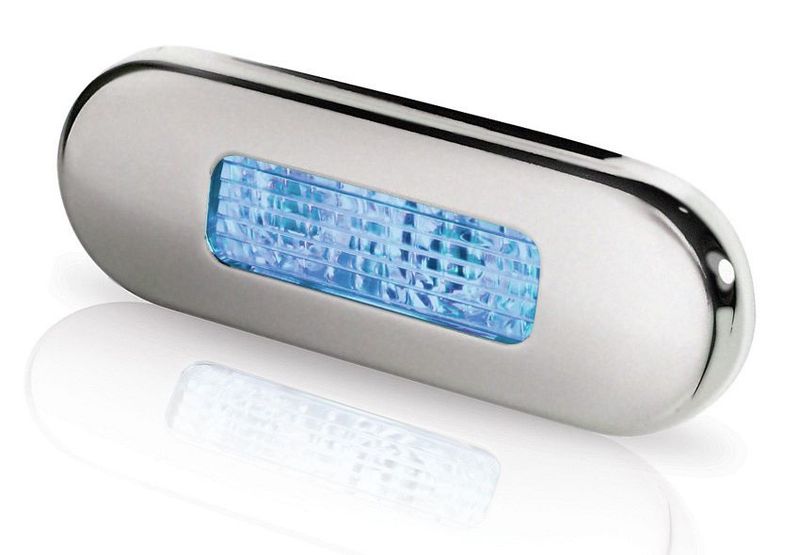 Compacte Sfeerlamp Inbouw - Hella Marine - Blauw Licht - RVS Satijn Rand