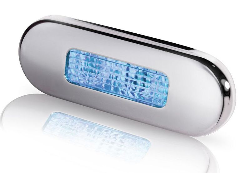 Compacte Sfeerlamp Inbouw - Hella Marine - Blauw Licht - RVS Gepolijste Rand