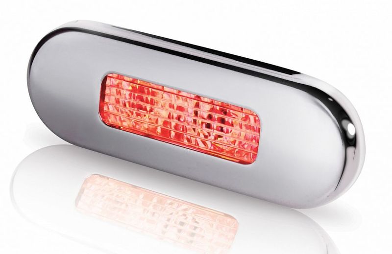 Compacte Sfeerlamp Inbouw - Hella Marine - Rood Licht - RVS Gepolijste Rand