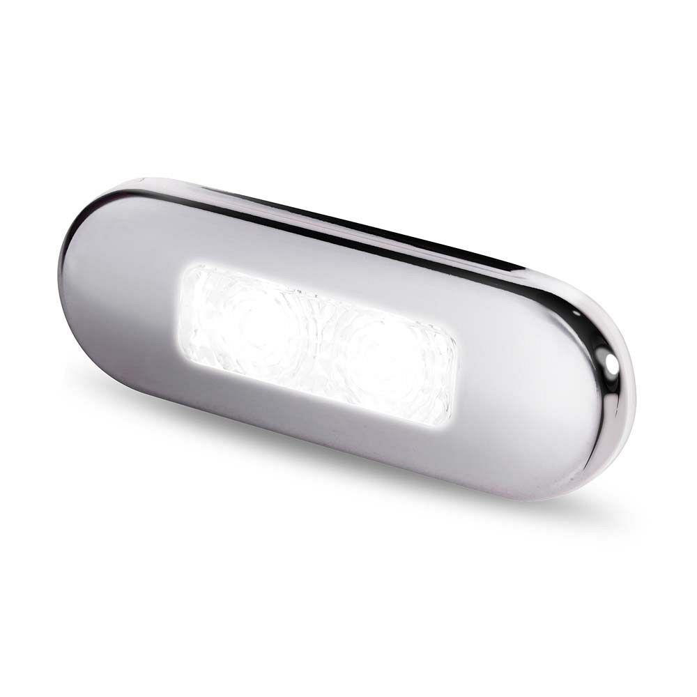 Compacte Sfeerlamp Opbouw- Hella Marine - Wit Licht - RVS Gepolijste Rand