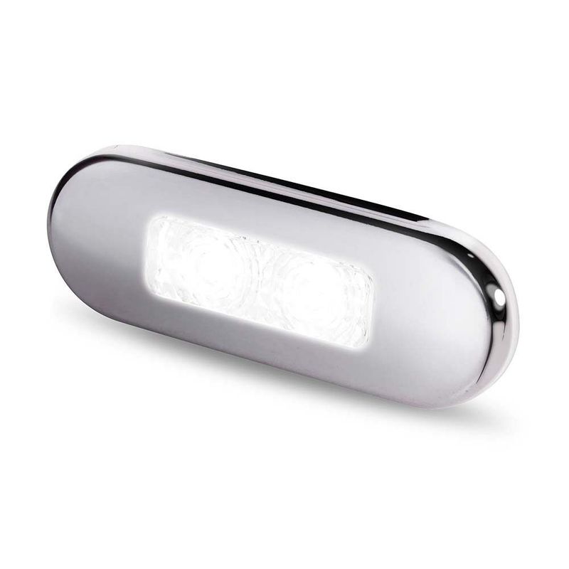 Compacte Sfeerlamp Opbouw- Hella Marine - Wit Licht - RVS Gepolijste Rand