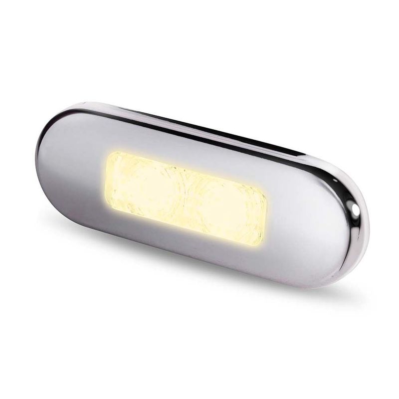 Compacte Sfeerlamp Opbouw- Hella Marine - Warm Wit Licht - RVS Gepolijste Rand