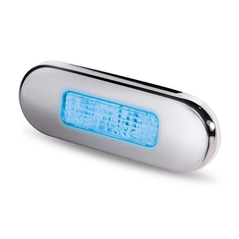 Compacte Sfeerlamp Opbouw- Hella Marine - Blauw Licht - RVS Gepolijste Rand