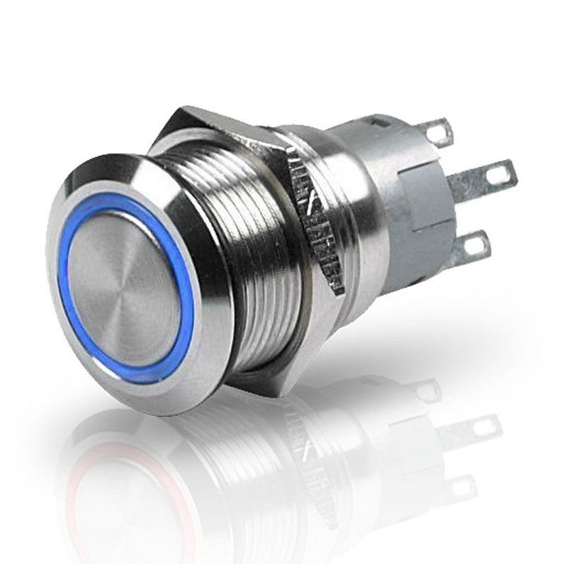 RVS Schakelaar - Hella Marine 24 Volt - Blauw Licht - Terugkerend