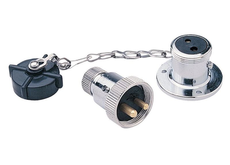 Waterdichte 2 Pin Stekkerset Chroom Messing - Hella Marine